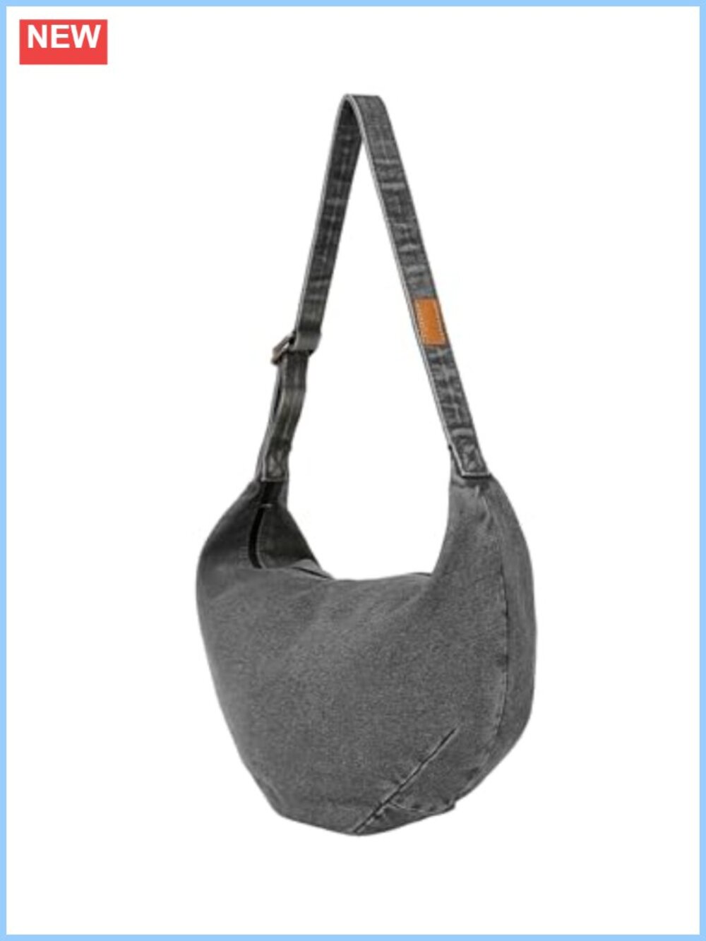 Washed Canvas Crescent Crossbody Bag Unisex Sling Purse
